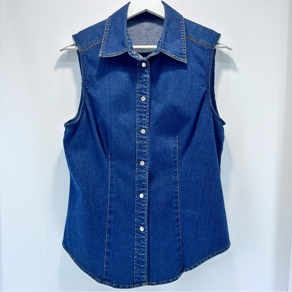 Denim Best Women’s Pearl Snap Medium Western Cowboy Cowgirl Cottage core